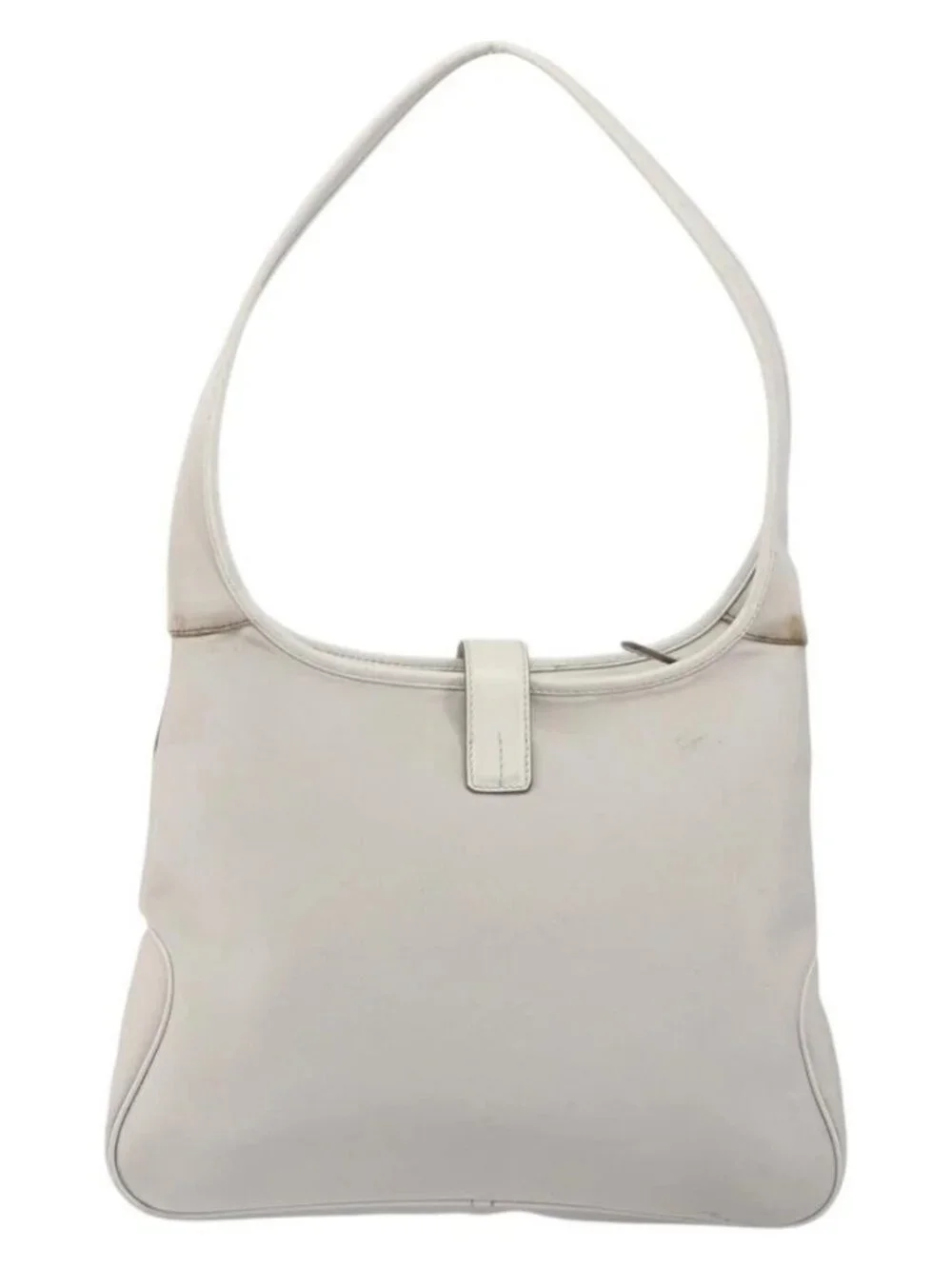 Salvatore Ferragamo Shoulder Bag Nylon Gray Silver Auth bs32334